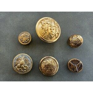 Vintage Brass Military Eagle Uniform Button Lot Waterbury Heraldic Blazer 7
